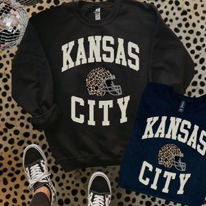White Kansas City Leopard Helmet Sweatshirt or Tee - The Red Rival