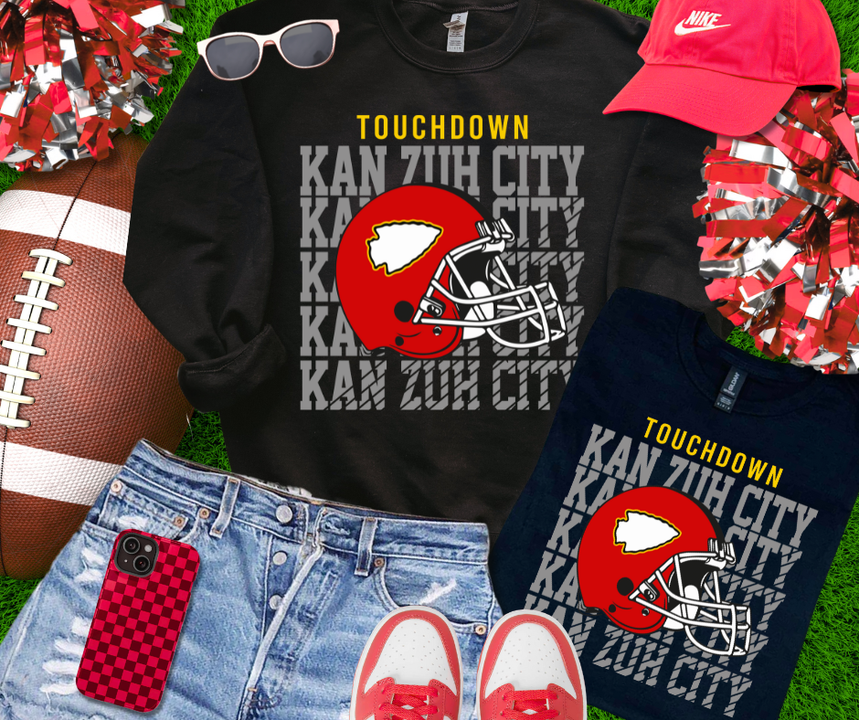 Helmet Touchdown Kan Zuh City Sweatshirt or Tee - The Red Rival