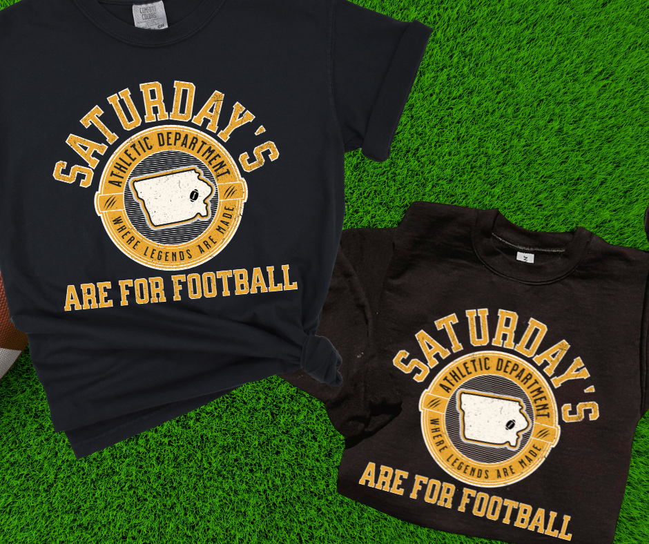 Gold & White Saturday's Are For Football Black Sweatshirt or Tee - The Red Rival