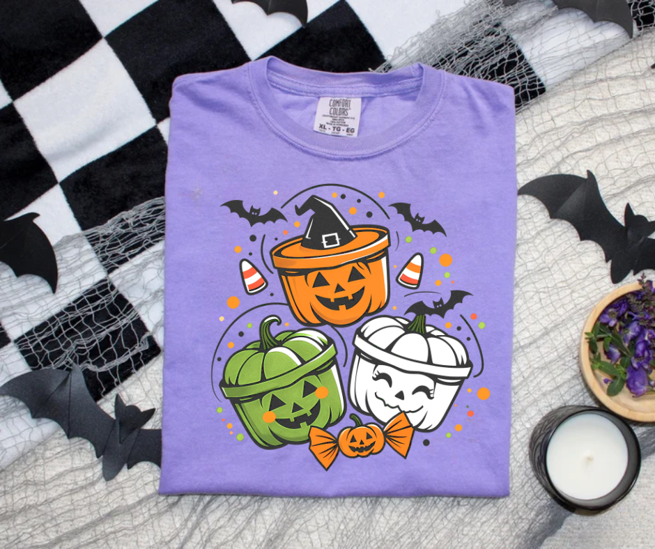 Halloween Buckets Purple Graphic Tee - The Red Rival