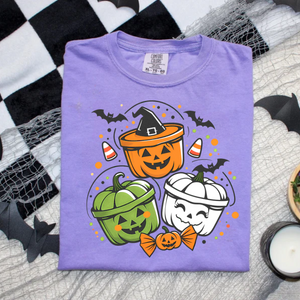Halloween Buckets Purple Graphic Tee - The Red Rival