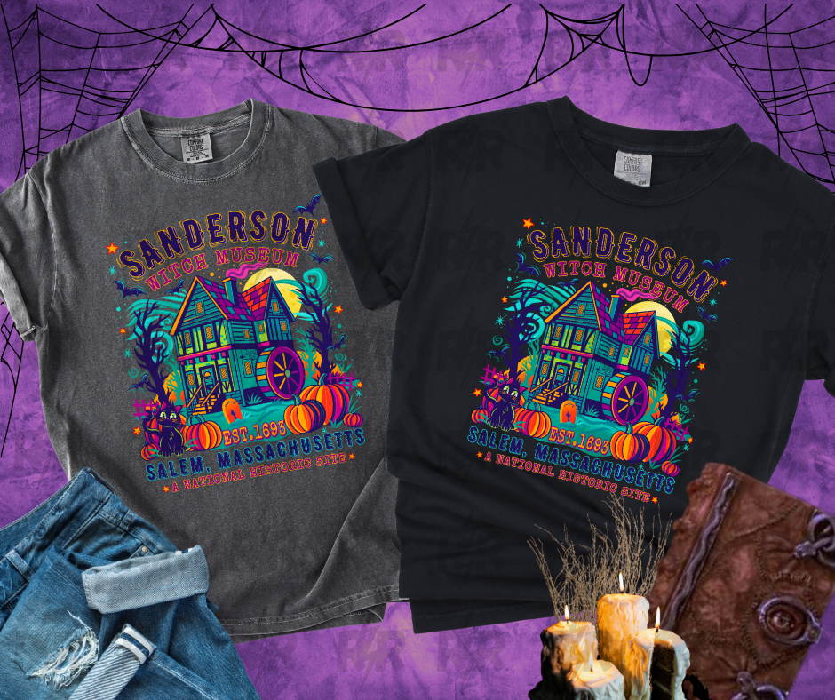 Neon Sanderson Witch Museum (Pick Your Tee Color) - The Red Rival