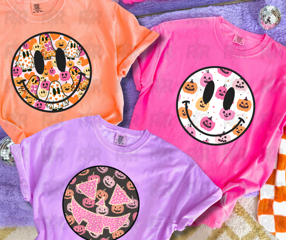 Colorful Halloween Smiley Face (Pick Your Tee Color) - The Red Rival