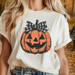 Distressed Jack-o-Lantern w/ Bow Sweatshirt or Tee - The Red Rival