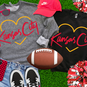 Red/Yellow KC Script Heart (Pick Your Sweatshirt Color) - The Red Rival