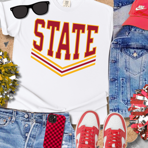 Maroon/Gold V-Lines White Tee - The Red Rival