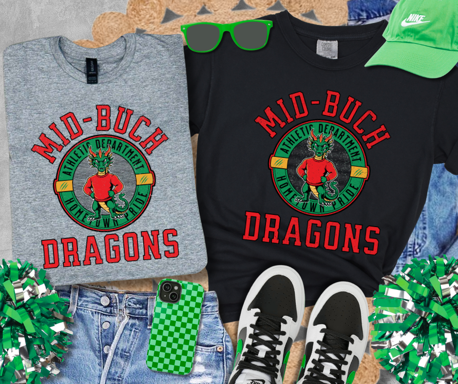 Retro Mid-Buch Dragons (Pick Your Tee Color) - The Red Rival