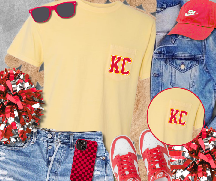 KC Football Yellow Pocket Tee - The Red Rival