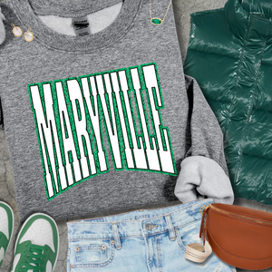 MARYVILLE Block Letters Green Outline (Pick Your Sweatshirt Color) - The Red Rival