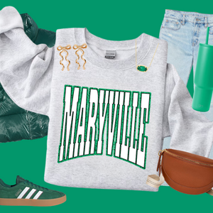 MARYVILLE Block Letters Green Outline (Pick Your Sweatshirt Color) - The Red Rival