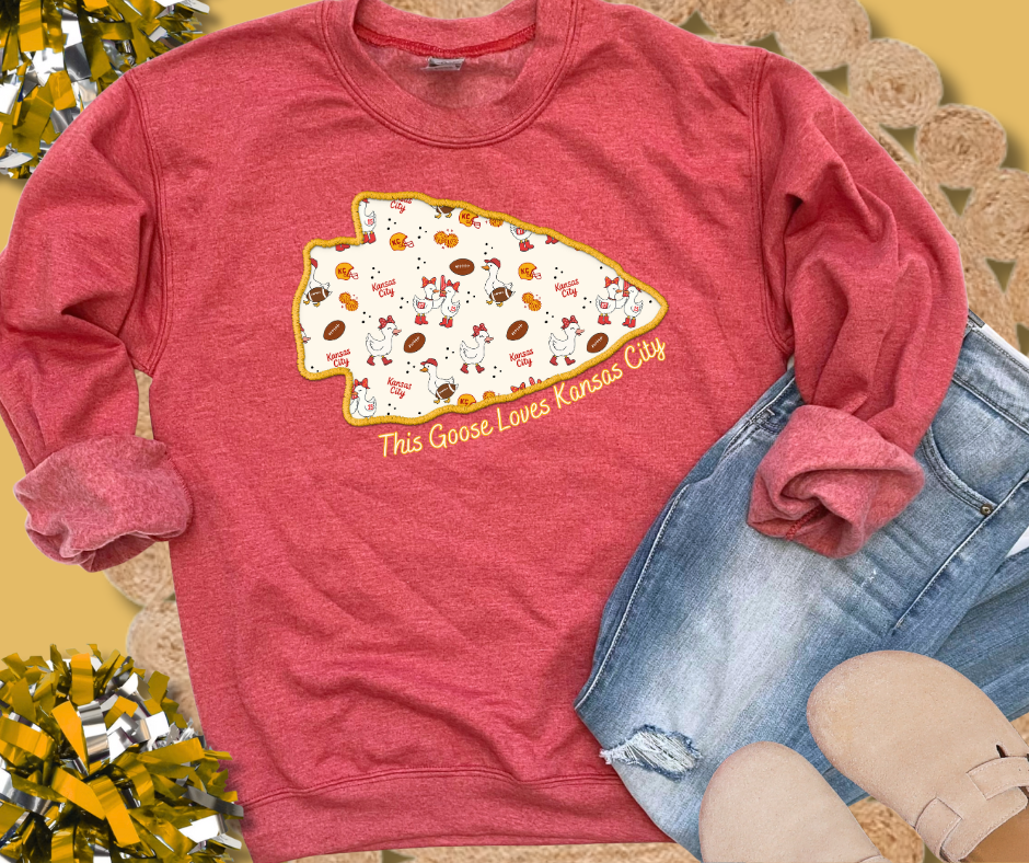 Yellow Arrowhead This Silly Goose Loves Kansas City Tee or Sweatshirt - The Red Rival