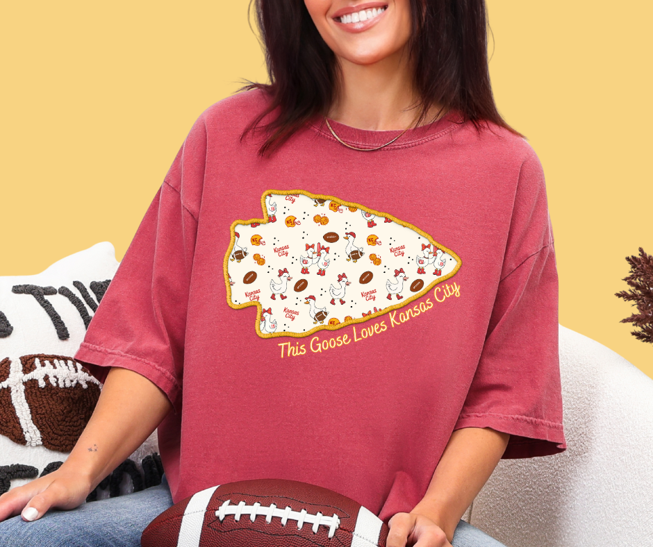 Yellow Arrowhead This Silly Goose Loves Kansas City Tee or Sweatshirt - The Red Rival