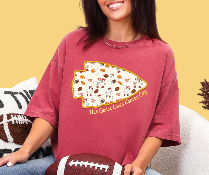 Yellow Arrowhead This Silly Goose Loves Kansas City Tee or Sweatshirt - The Red Rival