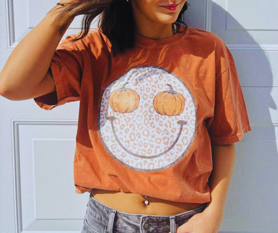 Pumpkin Smile Face Orange Graphic Tee