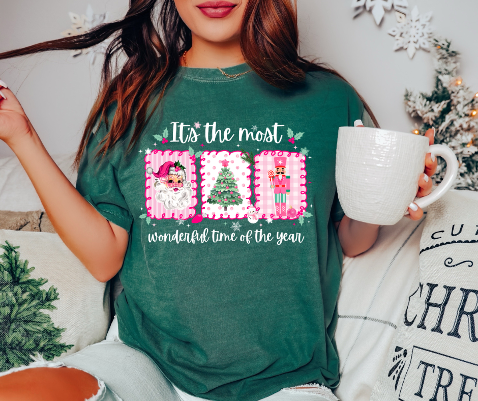 Pink Doodle It's the Most Wonderful Time of the Year Green Tee