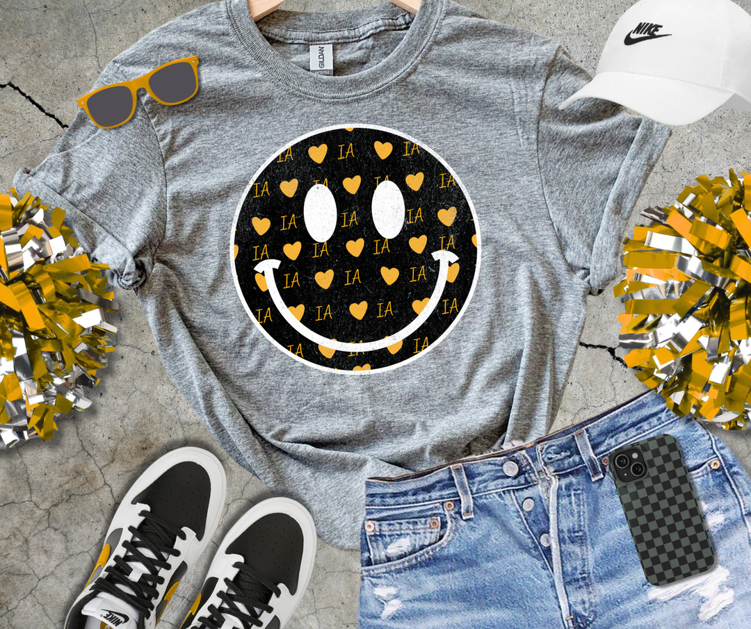 IOWA Black &amp; Gold Happy Face (Pick Your Color)