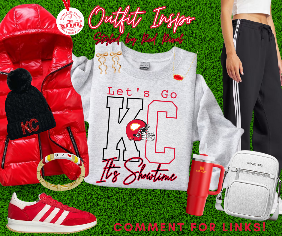 Half Red Half Black Let's Go KC It's Showtime Ash Tee or Sweatshirt - The Red Rival