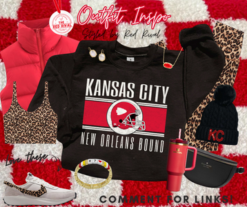 Red & White Kansas City New Orleans Bound Black Tee or Sweatshirt - The Red Rival