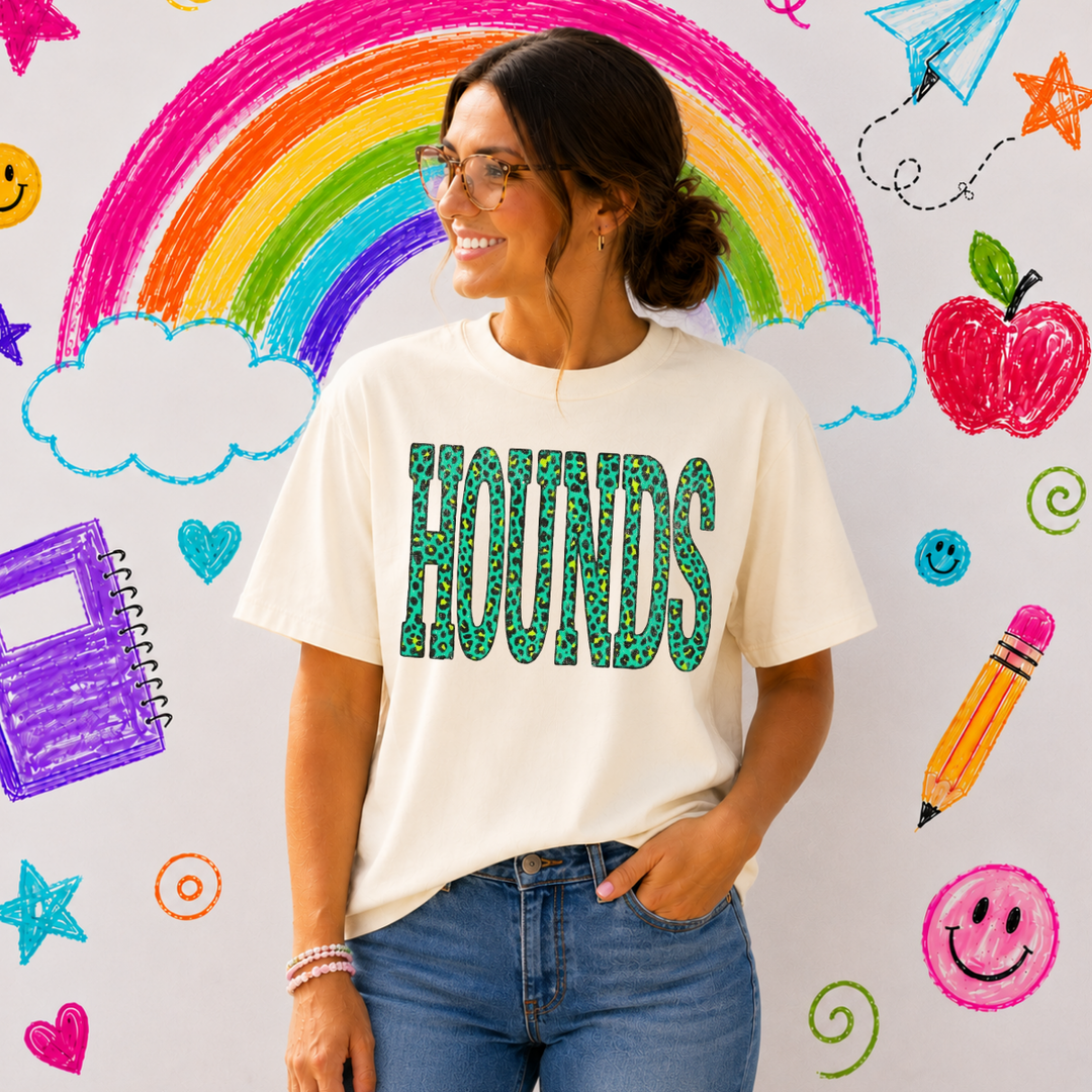 Green Leopard Hounds Ivory Tee