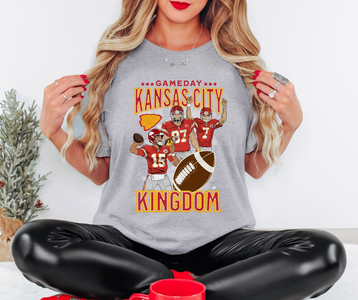 Mahomes, Kelce, Butker Gameday Kansas City Grey Graphic TShirt - The Red Rival