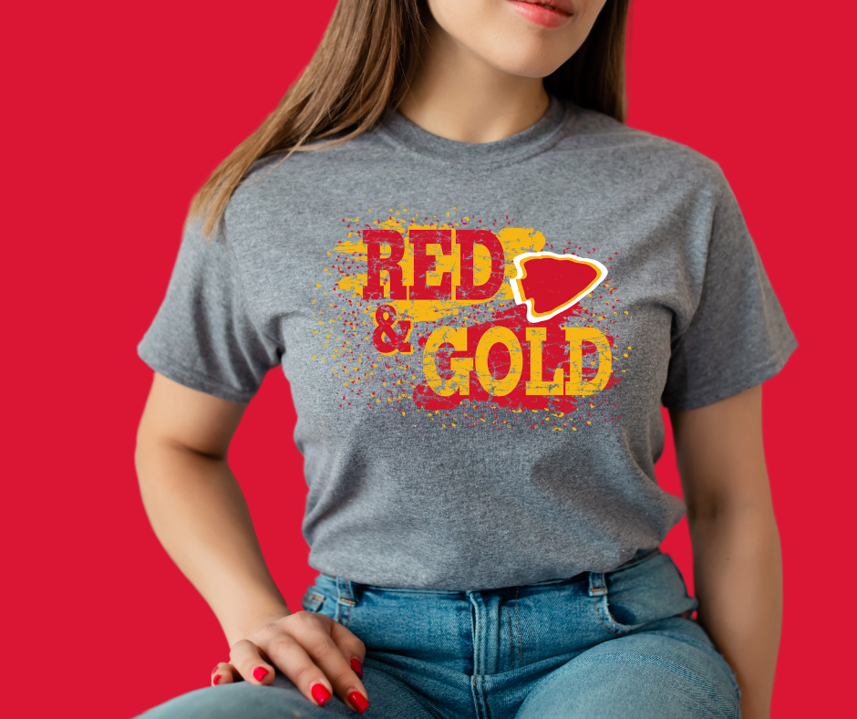 Red & Gold Splatter Grey Tee - The Red Rival