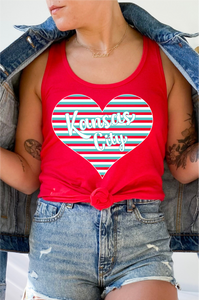 KC Current Colors Kansas City Striped Heart Red Tank - The Red Rival