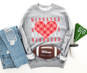 Nebraska Heart Grey Sweatshirt - The Red Rival