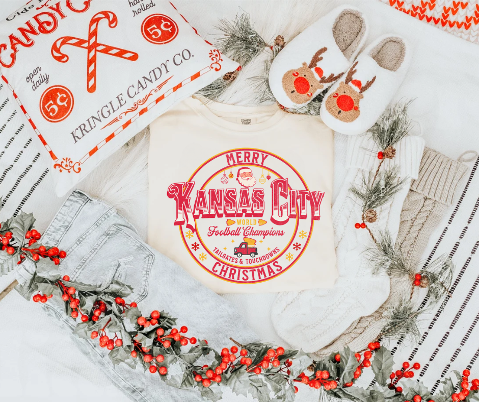 Merry Kansas City Christmas Ivory Graphic Tee - The Red Rival