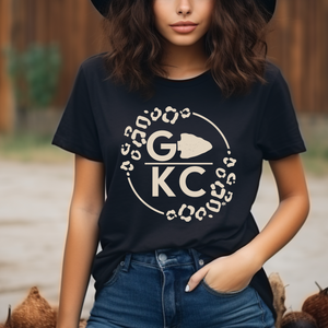 GO KC Leopard Circle Black Tee - The Red Rival