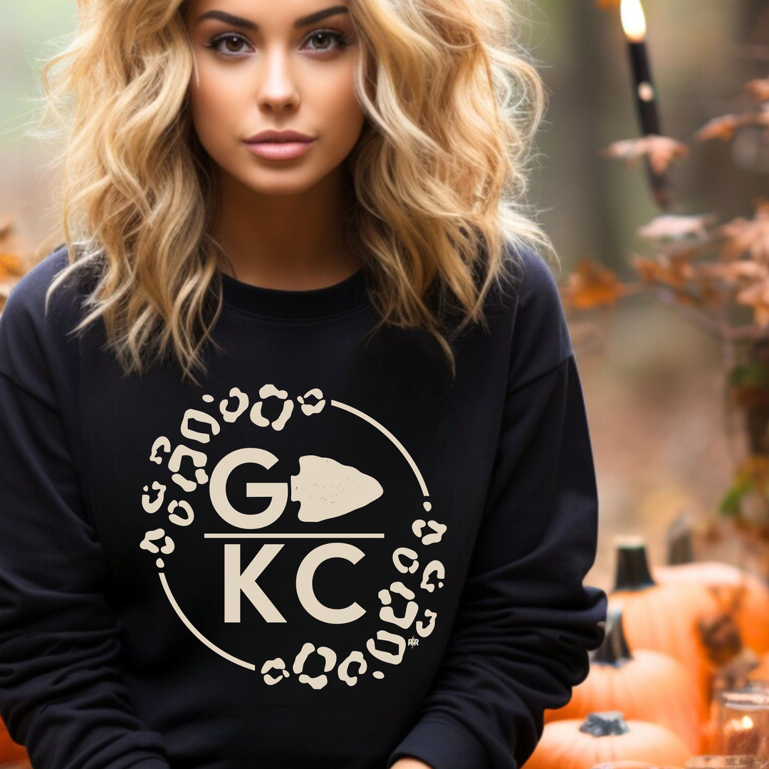 Go KC Leopard Circle Black Sweatshirt - The Red Rival