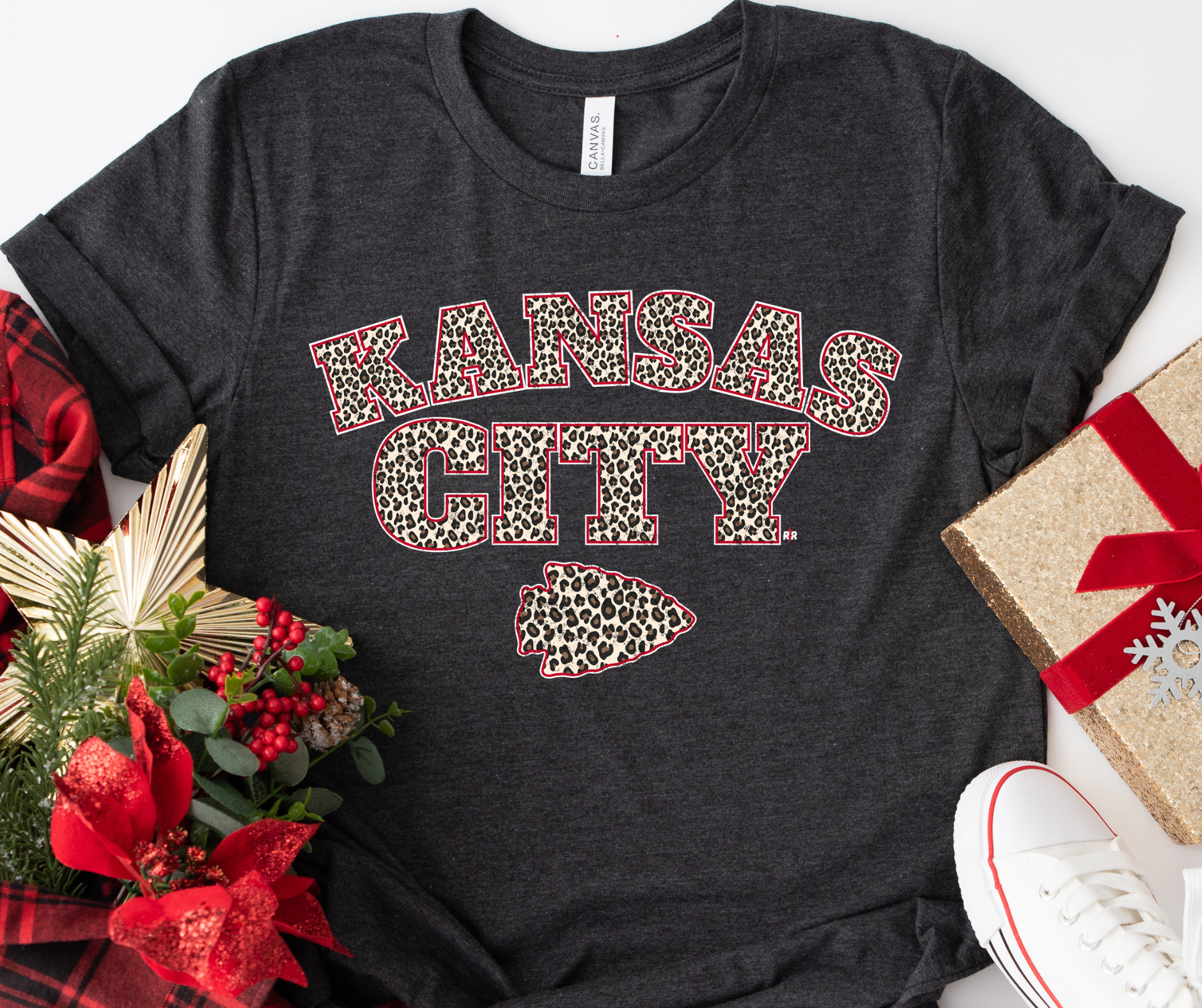 Leopard Kansas City Dark Heather Grey Tee - The Red Rival