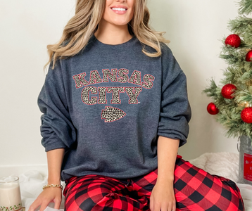 Leopard Kansas City Dark Heather Grey Sweatshirt - The Red Rival