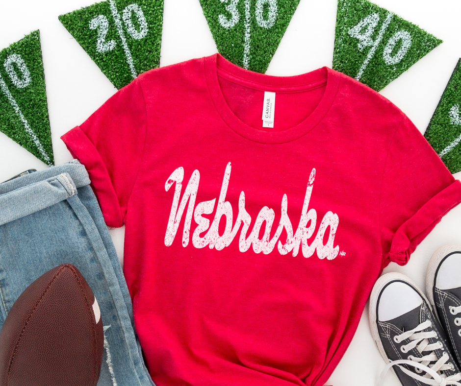 Nebraska Script Red Tee - The Red Rival