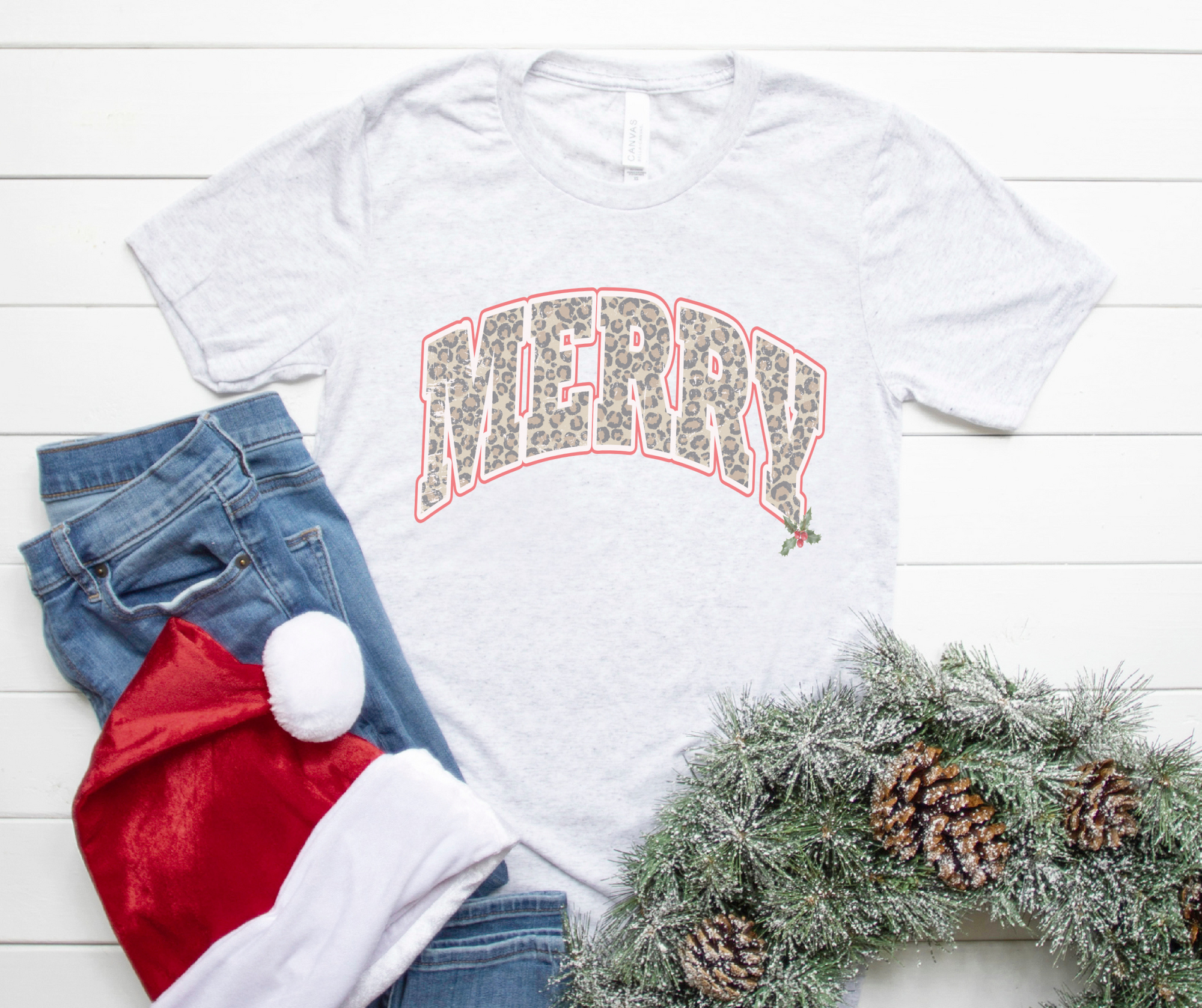 Leopard Merry Ash Graphic Tee - The Red Rival
