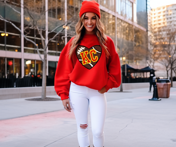 KC Football Heart Red Sweatshirt - The Red Rival