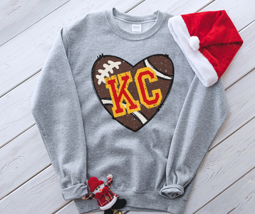KC Football Heart Grey Sweatshirt - The Red Rival