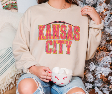 Kansas City Football Laces Tan Sweatshirt - The Red Rival