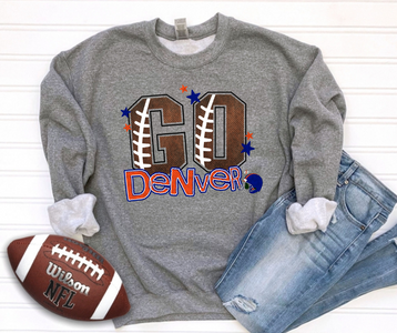 Go Denver Football Letters Grey Sweatshirt - The Red Rival