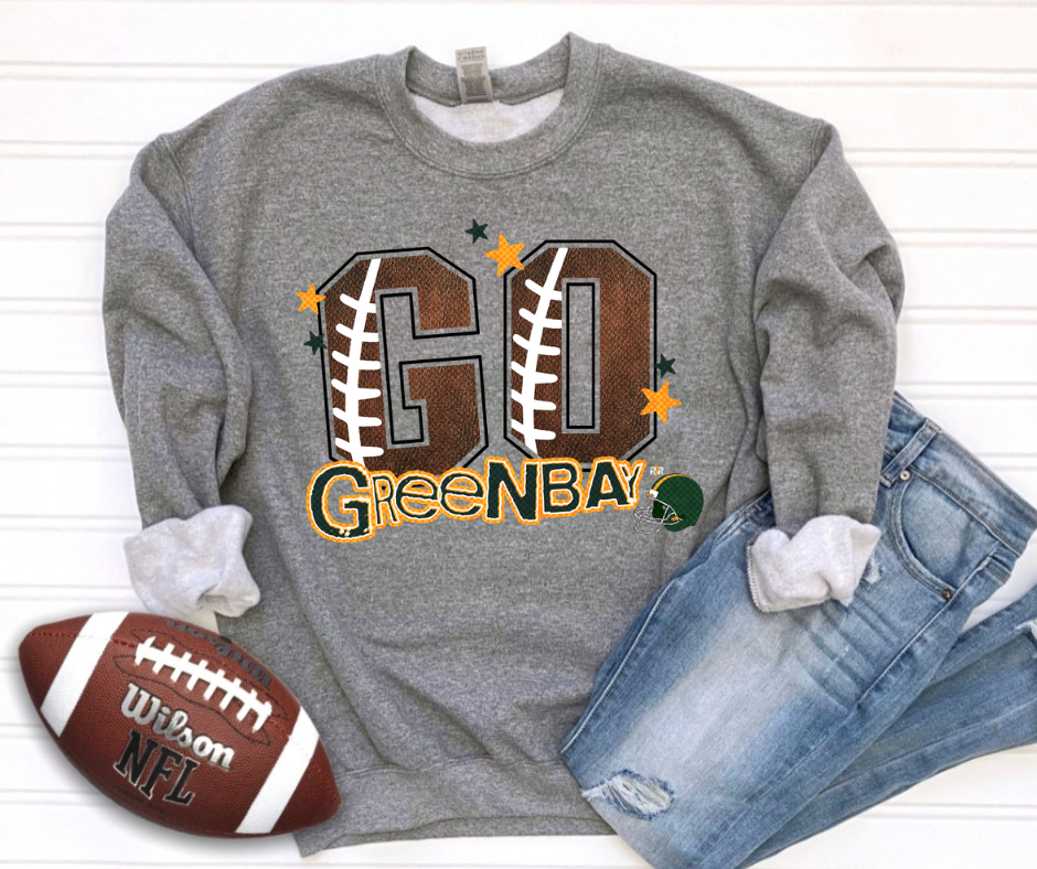Go Greenbay Football Letters Grey Sweatshirt - The Red Rival