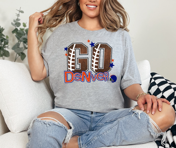 Go Denver Football Letters Grey Tee - The Red Rival