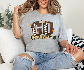 Go Greenbay Football Letters Grey Tee - The Red Rival