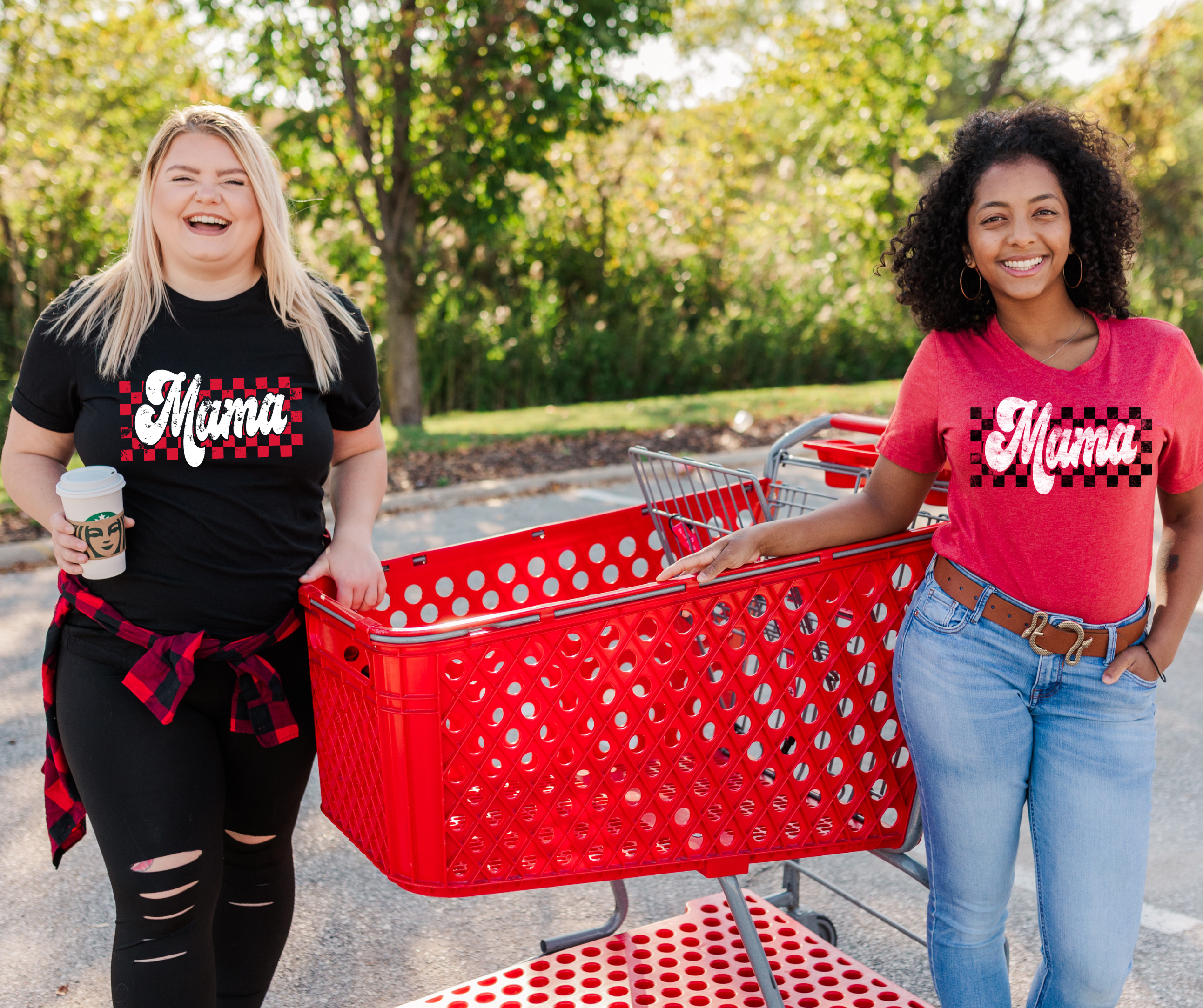 Retro Checkered Mama Black Graphic Tee - The Red Rival