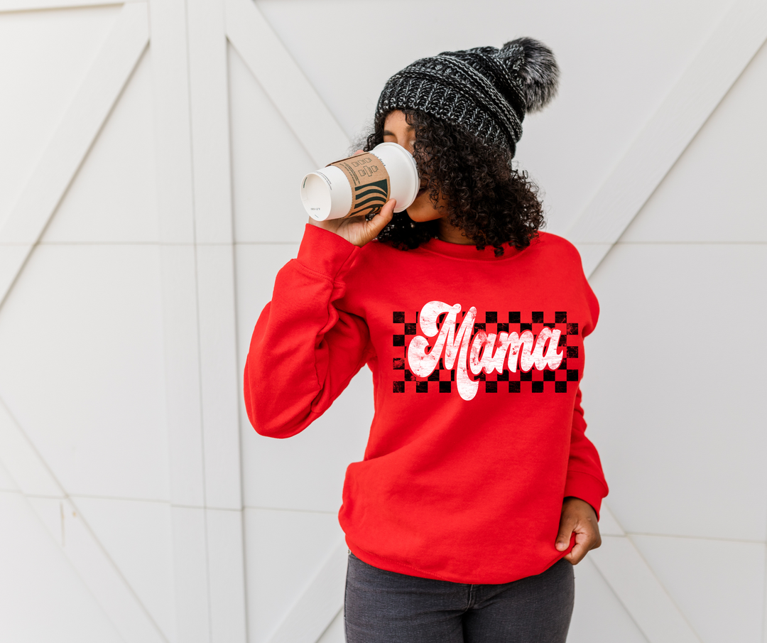 Retro Checkered Mama Red Sweatshirt - The Red Rival