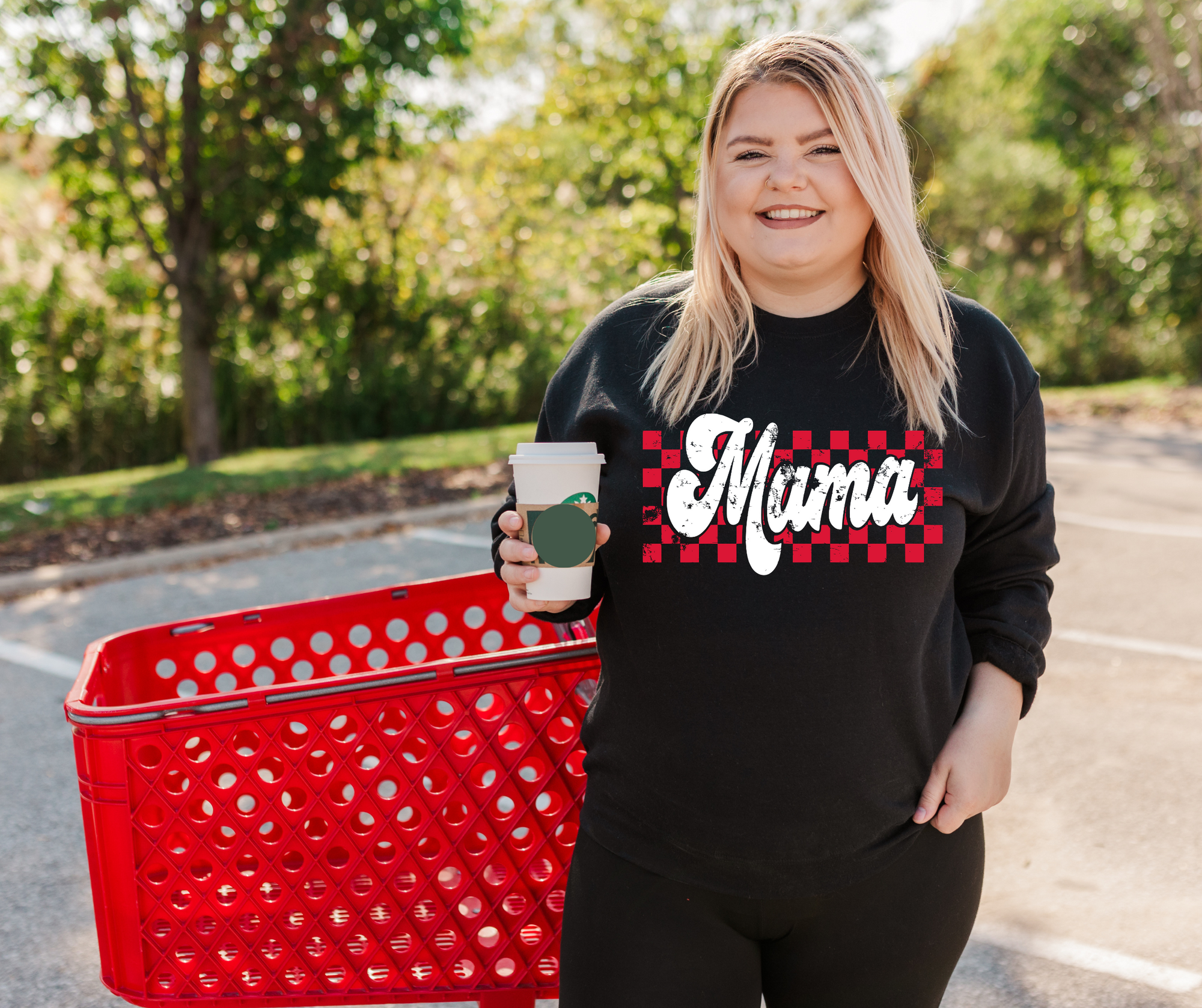 Retro Checkered Mama Black Sweatshirt - The Red Rival