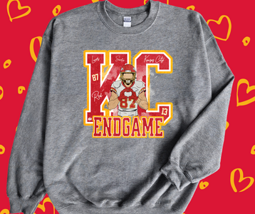 Kelce Heart Hands Heather Grey Graphic Sweatshirt - The Red Rival