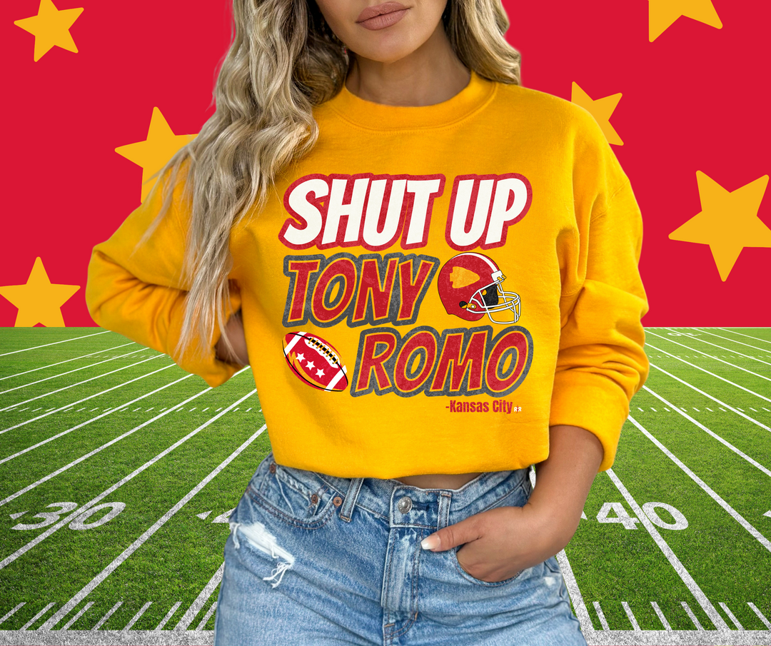 Shut Up Tony Romo Gold Graphic Sweatshirt - The Red Rival