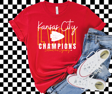 Kansas City LVIII Outline Champions Red Graphic Tshirt - The Red Rival