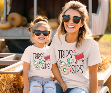 Mama & Mini Trips & Sips Natural Graphic Tee - The Red Rival