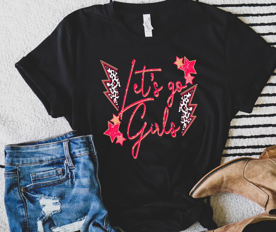 Lightening Bolt Let's Go Girls Black Tee - The Red Rival