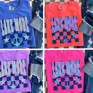 Lake Mode Checkered Background Tees - The Red Rival